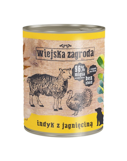 WIEJSKA ZAGRODA hrană umedă fără cereale, curcan și miel 800 gr
