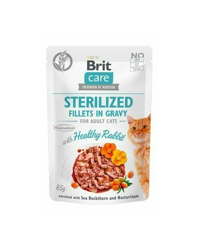 BRIT Care Sterilised Fillets in gravy 24 x 85 g Hrana umeda pisici sterilizate, cu iepure in sos