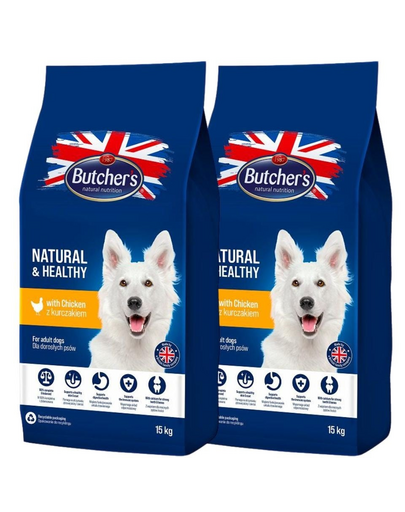BUTCHER\'S Natural&Healthy hrana uscata pentru caini cu pui 30 kg (2 x 15 kg)