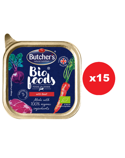 BUTCHER'S BIO foods pate cu vita pentru caini 15x150 g