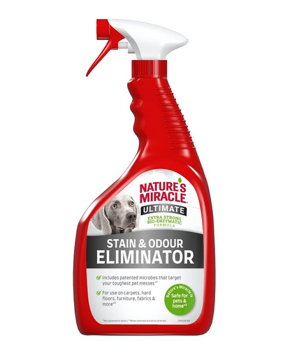 NATURE'S MIRACLE ULTIMATE Stain&Odour Remover Dog Spray pentru indepartarea petelor si mirosurilor, caine 946 ml