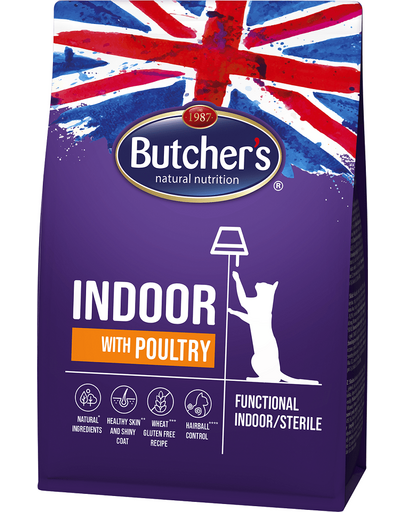 BUTCHER\'S Functional Cat Indoor pentru pisici de interior 2x800 g cu pasare