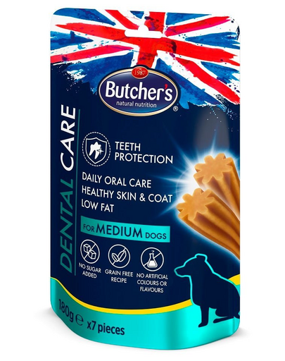 BUTCHER'S Dental Care for Medium Dogs 5x180g snack dentitie caini talie medie