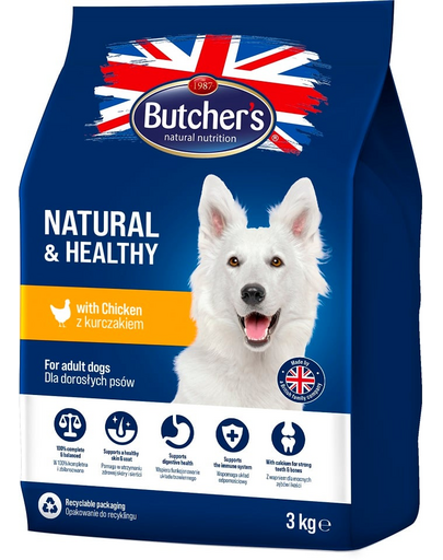 BUTCHER\'S Natural&Healthy hrana uscata caini, cu pui 6 kg (2 x 3 kg)