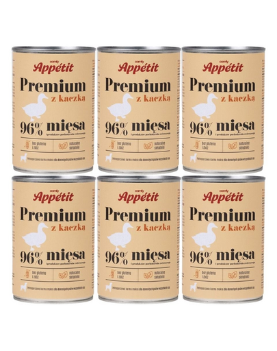 COMFY APPETIT PREMIUM pachet conserve hrana caine 6x400 g cu rata