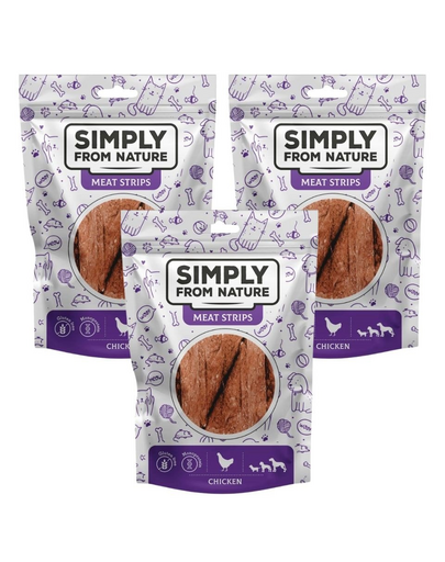 SIMPLY FROM NATURE Meat Strips Fasii de pui pentru caini 3x80 g
