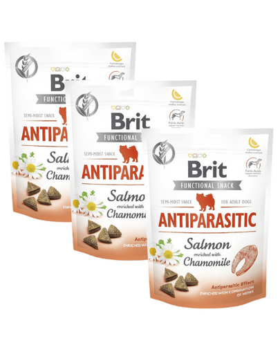 BRIT Care Dog Functional snack antiparasitic 3x150 g recompense antiparazitare cu somon
