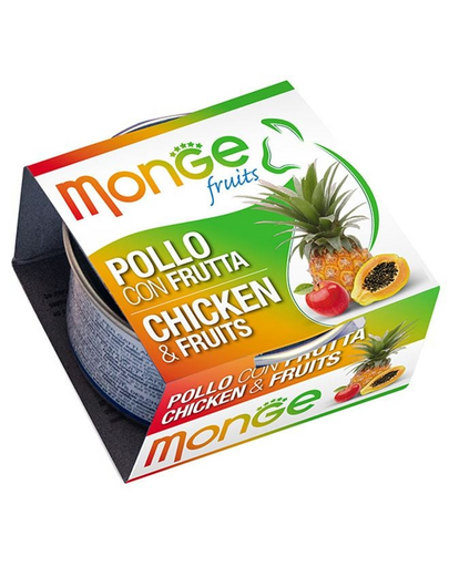 MONGE Fruit hrană umedă pentru pisici, cu pui și fructe 80 g