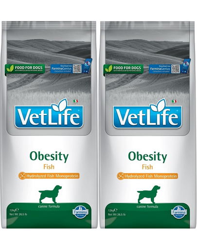 FARMINA Vet Life Obesity Fish 12 kg x 2 hrana dietetica pentru caini supraponderali, cu peste