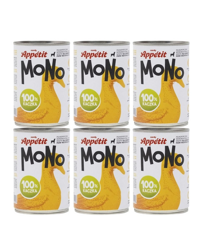 COMFY APPETIT MONO Hrana monoproteica cu rata 6x400 g pentru caini