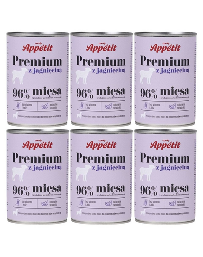 COMFY APPETIT PREMIUM cu miel set conserve pentru caini 6x400 g