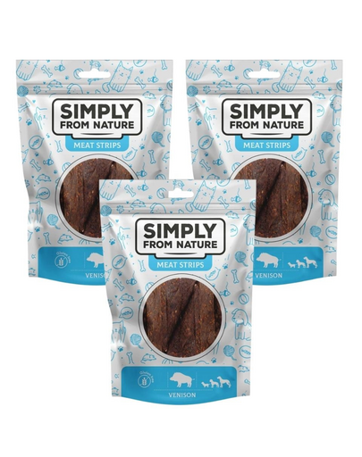 SIMPLY FROM NATURE Meat Strips carne vanat pentru caini 3x80 g