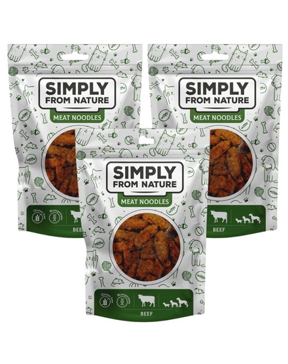 SIMPLY FROM NATURE Meat Noodles gustare din vita pentru caini 3x80 g