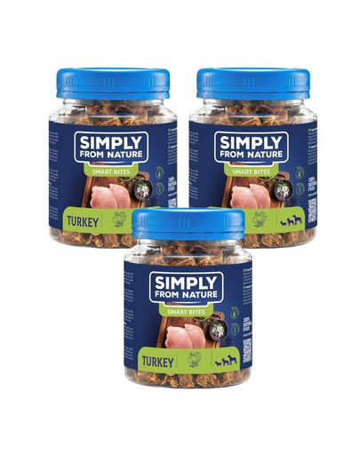 SIMPLY FROM NATURE Smart Bites Recompense pentru caini 3x130 g din curcan