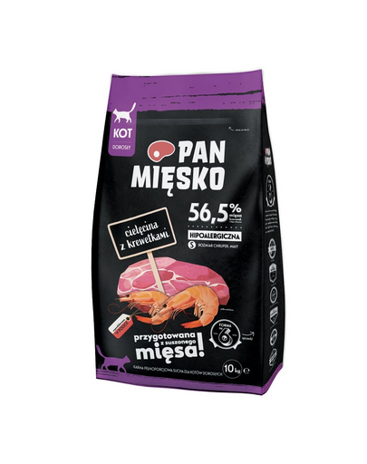 PAN MIĘSKO Sac hrana pisici, cu vitel si creveti S 10 kg