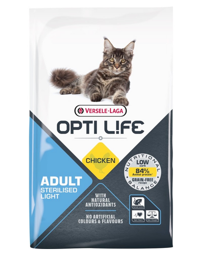 VERSELE-LAGA Opti Life Cat Sterlised/Light Chicken 7.5 kg hrana pisica sterilizata, cu pui