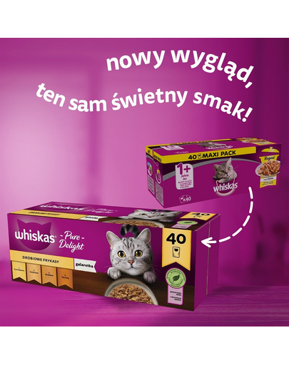 WHISKAS Adult Hrana umeda pisici 40x85g cu pui, rata, pasare si curcan in aspic