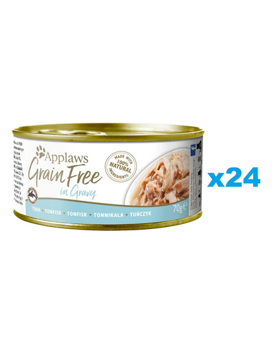 APPLAWS Cat Adult Grain Free in Gravy Tuna Pachet conserve pisici, cu ton in sos 24x70 g