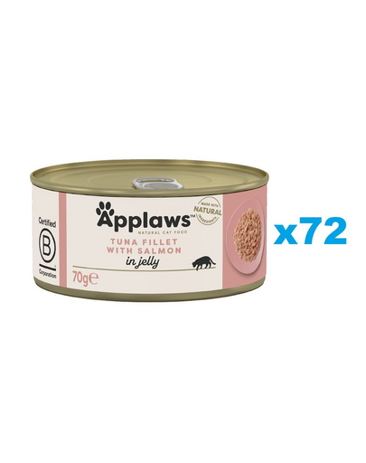 APPLAWS Cat Adult Tuna Fillet with Salmon in Jelly hrana umeda pisici senioare, cu ton si somon in aspic 72x70g