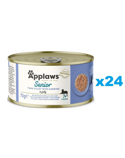 APPLAWS Cat Senior Tuna Fillet with Sardine in Jelly Hrana umeda pisica senior, cu tn si sardine in aspic 24x70 g