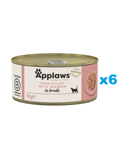 APPLAWS Cat Adult Tuna with Salmon in Broth Conserve mancare pisici, cu ton si somon in sos 6x70 g