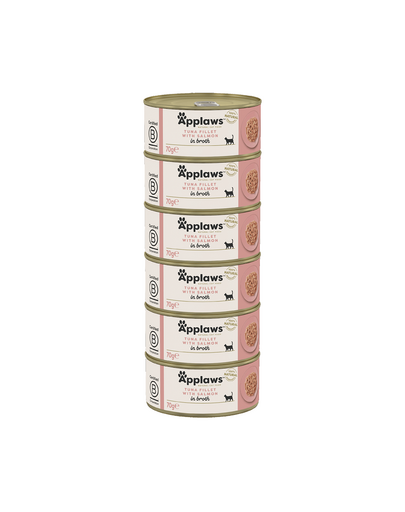 APPLAWS Cat Adult Tuna with Salmon in Broth Conserve mancare pisici, cu ton si somon in sos 6x70 g