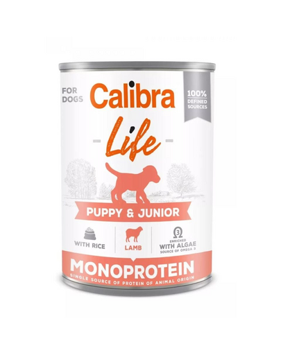 CALIBRA Dog Life Puppy&Junior Lamb with Rice 400 g miel si orez, hrana catelusi