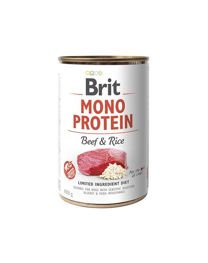 BRIT Mono Protein Beef & Rice 12x400 g vita si orez pentru caini, hrana monoproteica