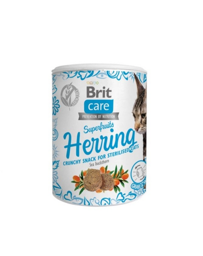 BRIT Care Cat Snack Superfruits 6x100 g hering si somon pentru pisici sterilizate, mix arome
