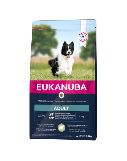 EUKANUBA Adult Small & Medium Breeds Lamb&Rice hrana uscata caini adulti talie mica/medie 2.5 kg