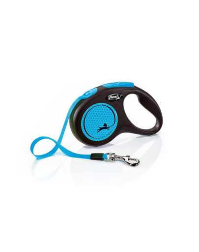 FLEXI New Neon lesa automata pentru caini, albastru, marimea S, 5 m