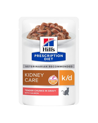 HILL\'S Prescription Diet Feline k/d Kidney Care Pliculete hrana pisici cu probleme renale, cu somon 12x85 g