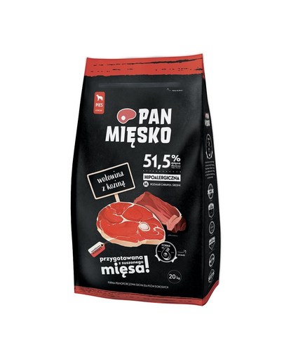 PAN MIĘSKO hrana pentru caini adulti M 20 kg vita si capra