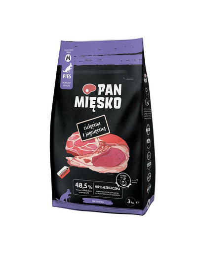 PAN MIĘSKO Vitel si miel hrana pentru seniori M 3 kg