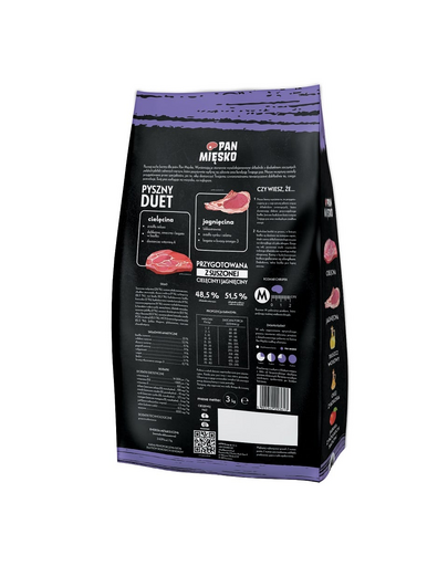 PAN MIĘSKO Vitel si miel hrana pentru seniori M 3 kg