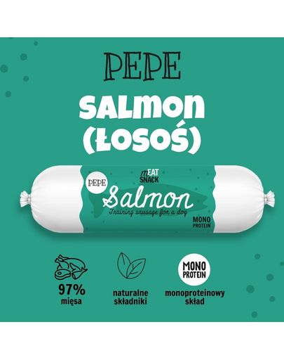 PAKA ZWIERZAKA PEPE Meat Snack Carnat pentru caini cu somon 200g