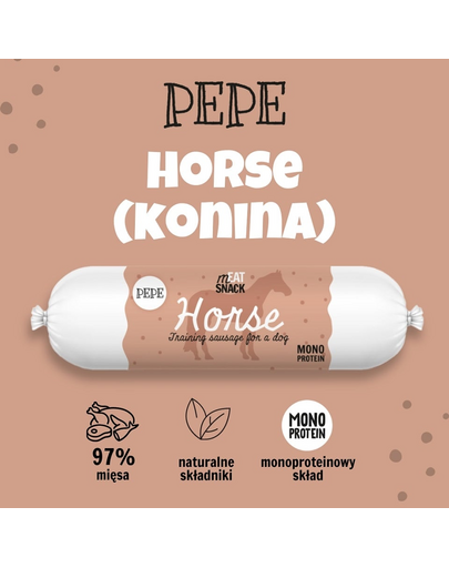 PAKA ZWIERZAKA PEPE Meat Snack carnati pentru caini din carne de cal 200g