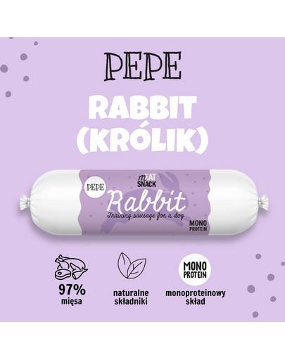 PAKA ZWIERZAKA PEPE Meat Snack carnat pentru caini, cu iepure 200g