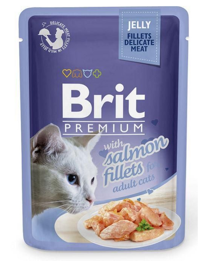 BRIT Premium Cat  Fillets in Jelly hrana cu somon pentru pisici 24x85 g in aspic