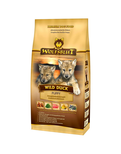 WOLFSBLUT Wild Duck Puppy cu rață și cartofi 12,5 kg hrană uscată pentru căței