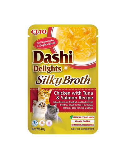 INABA Cat Dashi Delights Silky Broth supa de pui, ton si somon 40g pentru pisica