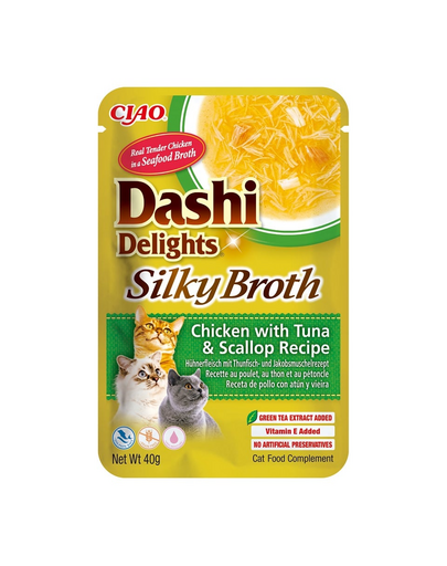 INABA Cat Dashi Delights Silky Broth pui, ton si scoici hrana pisici 40g