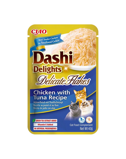 INABA Cat Dashi Delights Delicate Flakes pui si ton 40g hrana umeda pisica