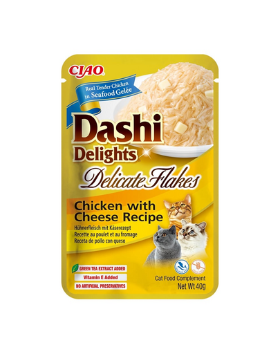 INABA Cat Dashi Delights Delicate Flakes pui si branza hrana pisica 40g
