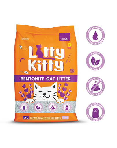 LITTY KITTY Asternut de bentonita pentru litiera, cu lavanda 25 l (20 kg)