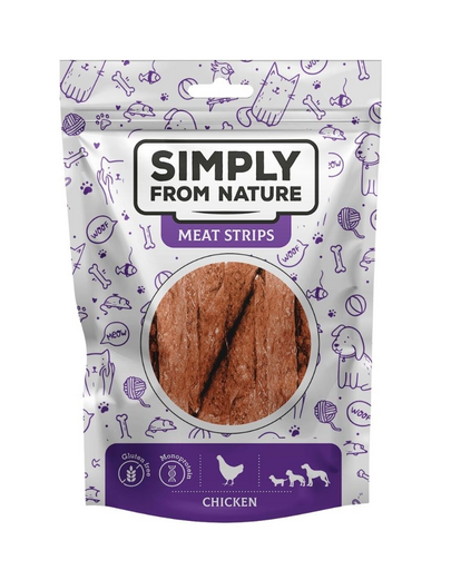 SIMPLY FROM NATURE Meat Strips Recompense fasii pentru caini, cu pui 80 g
