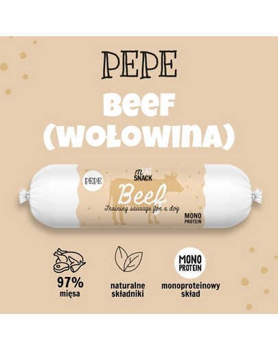 PAKA ZWIERZAKA PEPE Meat Snack carnat de vita pentru caini 200g