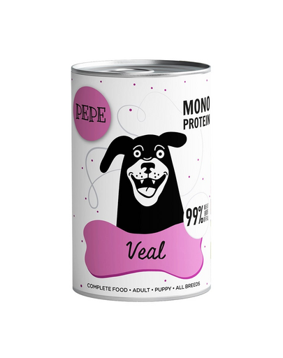 PAKA ZWIERZAKA PEPE Veal 99% cu vitel 400 g mancare monoproteica