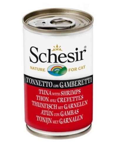 SCHESIR Hrană umedă pentru pisici, cu ton și creveți 140 g