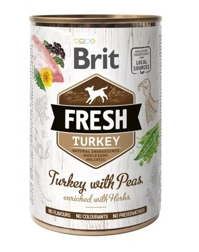 BRIT FRESH Turkey & Peas 400g conserva pentru caini, din curcan si mazare